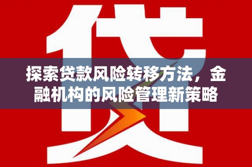 乐昌探索贷款风险转移方法，金融机构的风险管理新策略