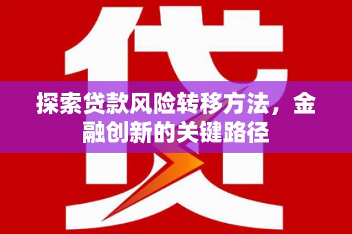乐昌探索贷款风险转移方法，金融创新的关键路径