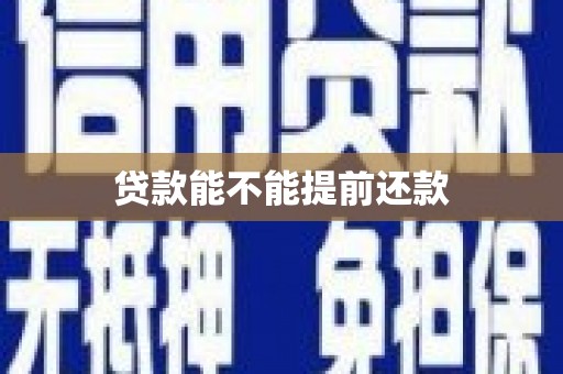 乐昌贷款能不能提前还款
