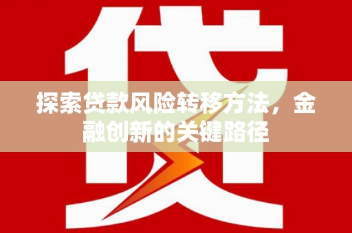 乐昌探索贷款风险转移方法，金融创新的关键路径