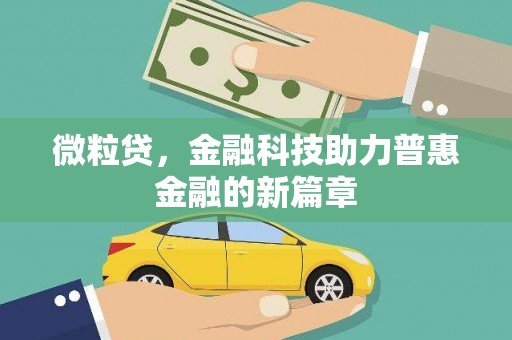 乐昌微粒贷，金融科技助力普惠金融的新篇章