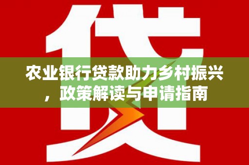 乐昌农业银行贷款助力乡村振兴，政策解读与申请指南