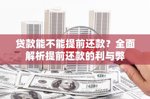 乐昌贷款能不能提前还款？全面解析提前还款的利与弊
